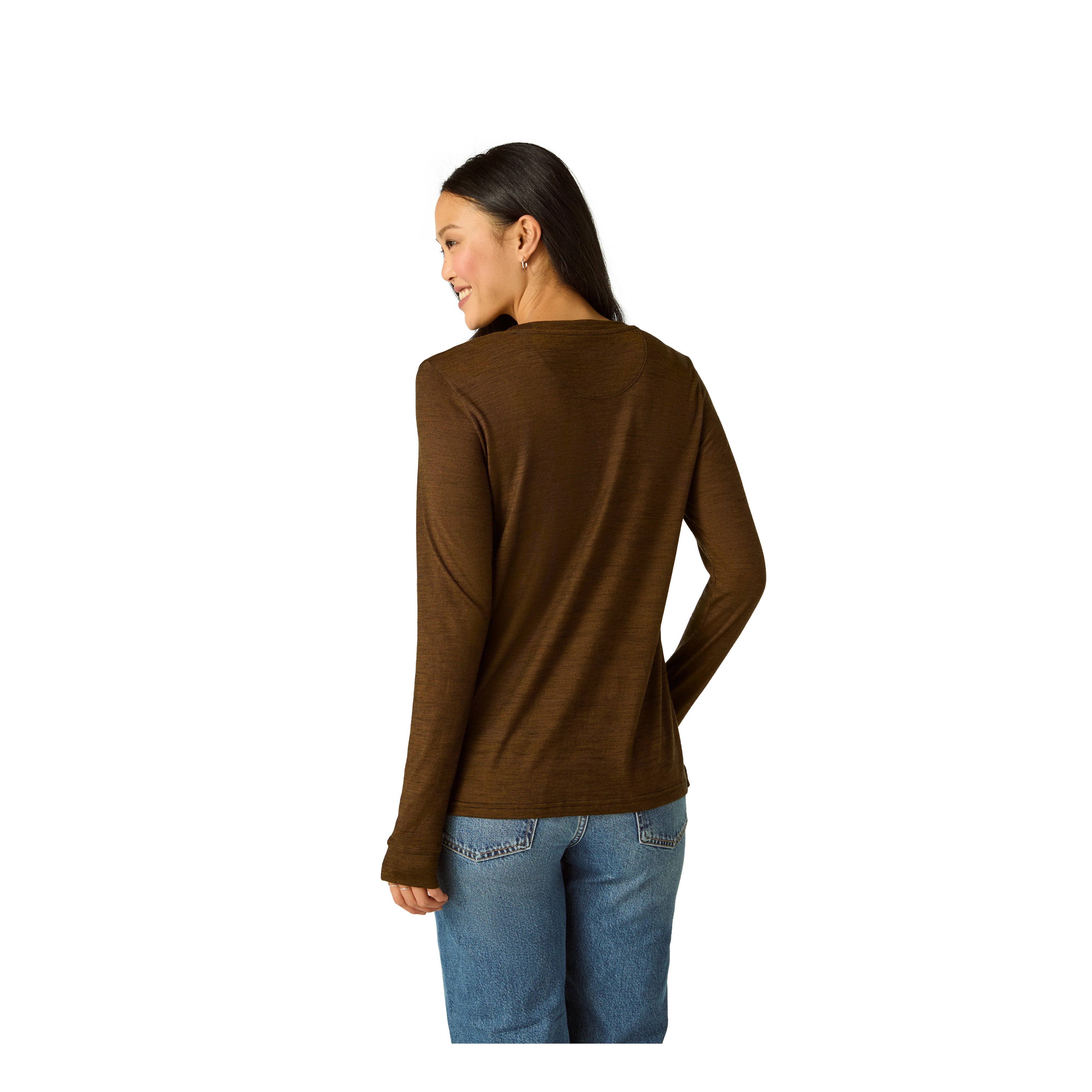 Women's Merino Wool Blend Crew Neck Long Sleeve T-Shirt - Image 11