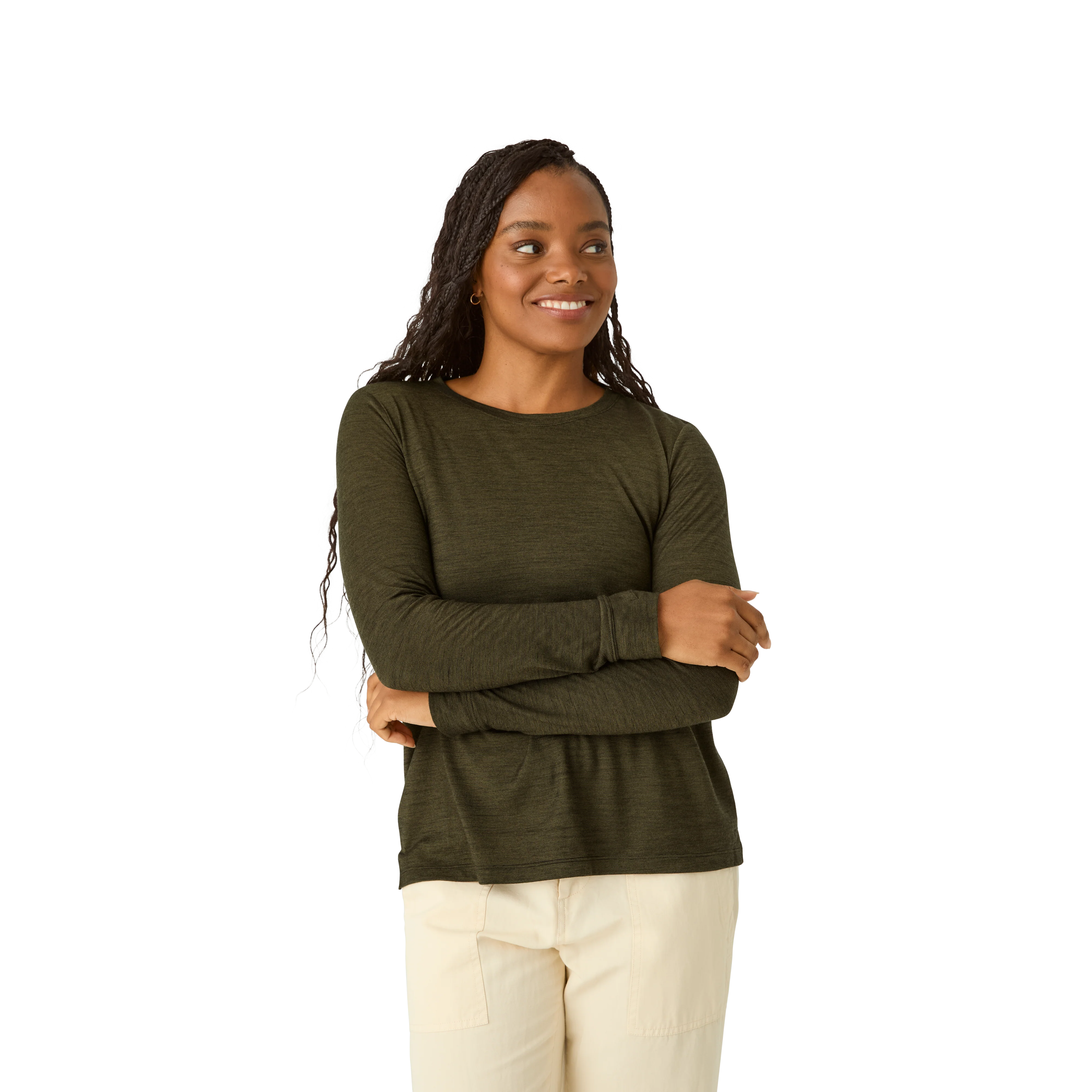 Women's Merino Wool Blend Crew Neck Long Sleeve T-Shirt - Image 18