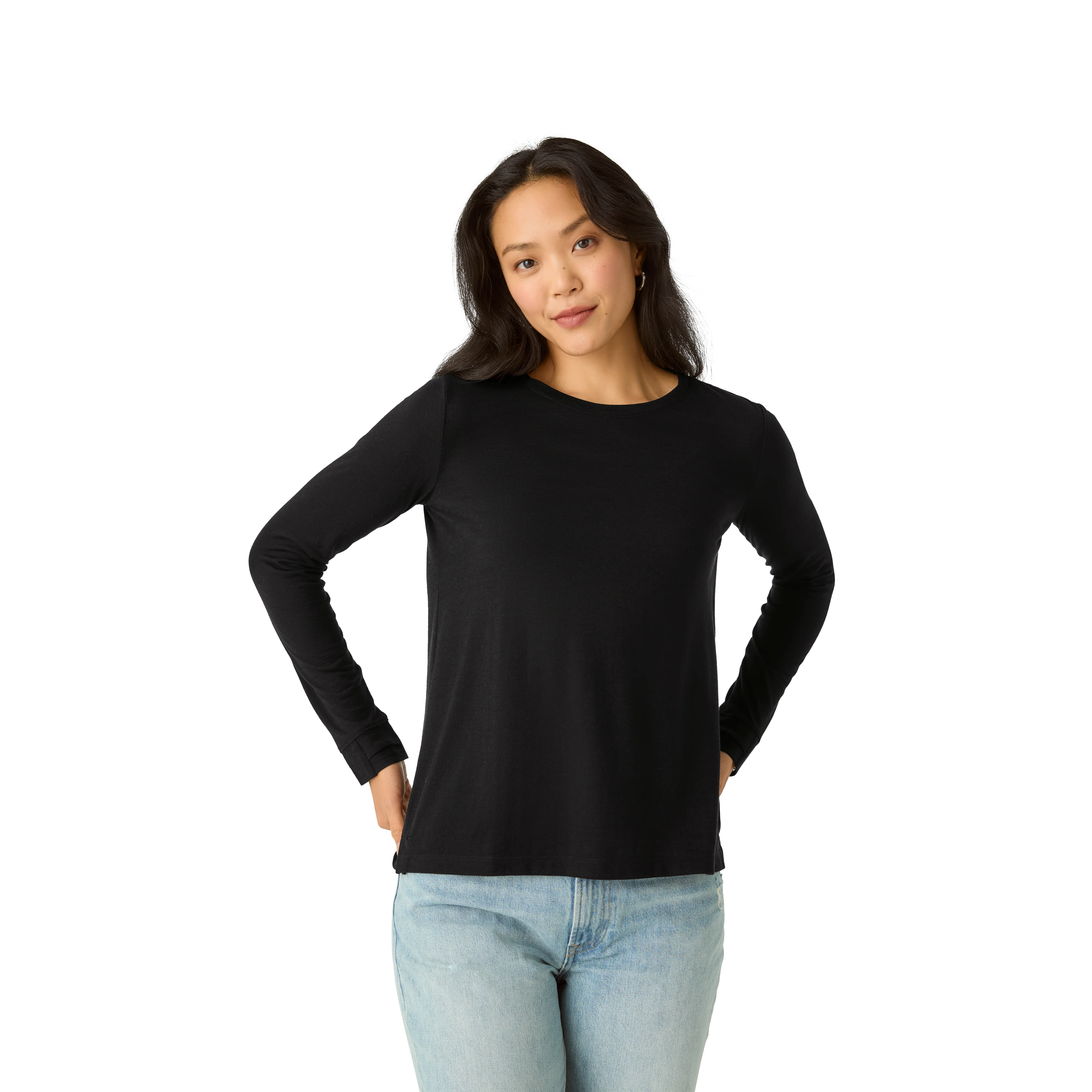 Women's Merino Wool Blend Crew Neck Long Sleeve T-Shirt - Image 20