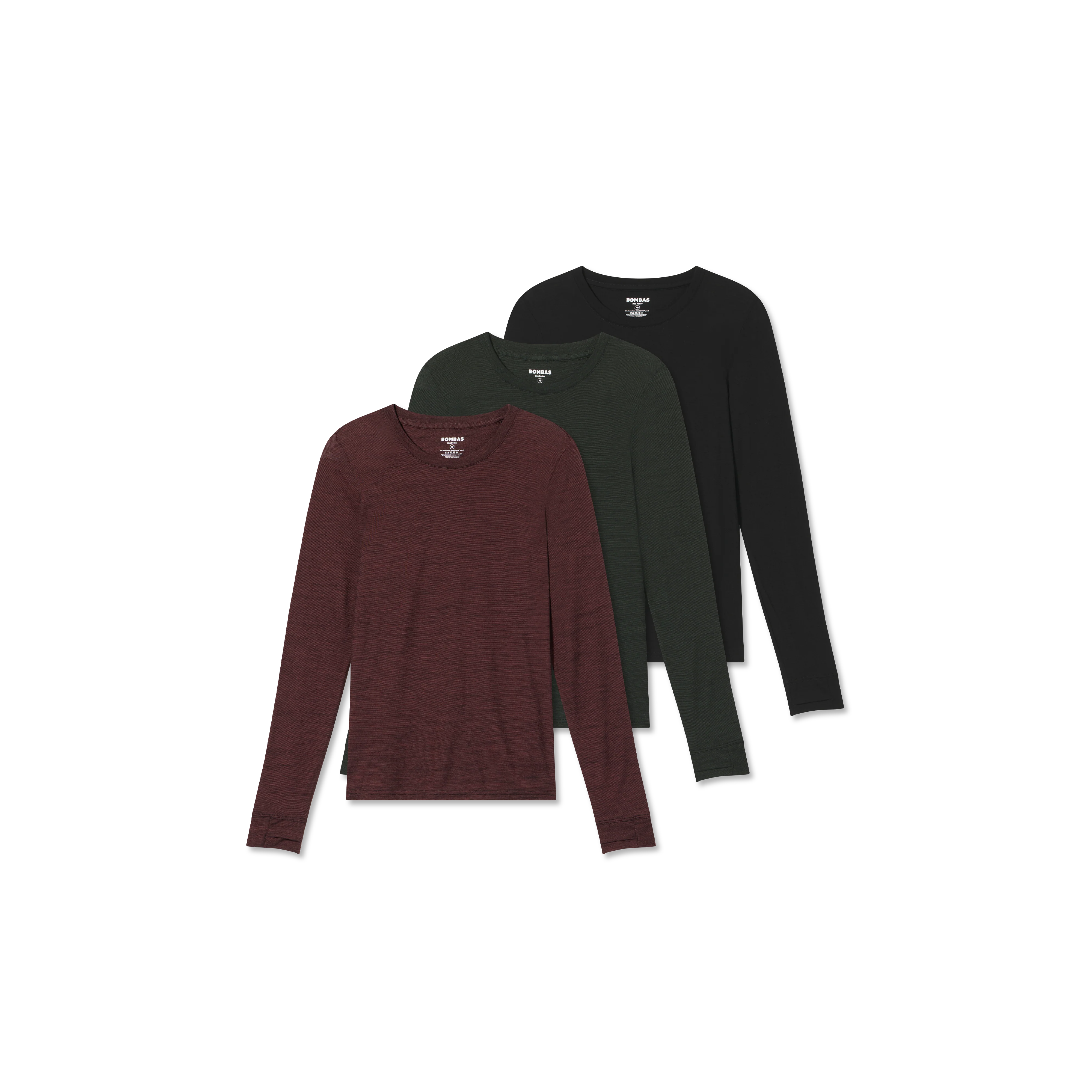 Women's Merino Wool Blend Crew Neck Long Sleeve T-Shirt 3-Pack - Image 11