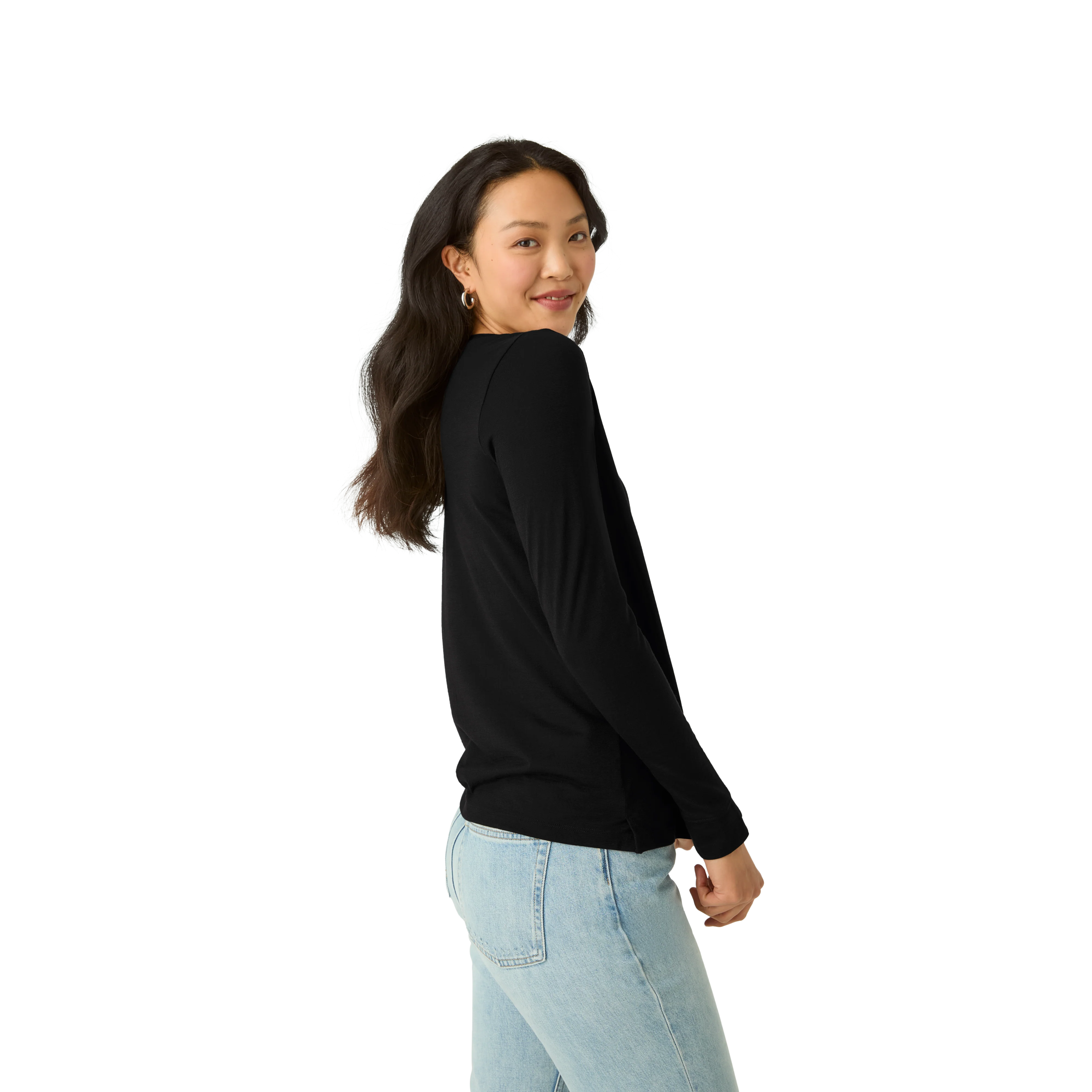Women's Merino Wool Blend Crew Neck Long Sleeve T-Shirt 3-Pack - Image 15
