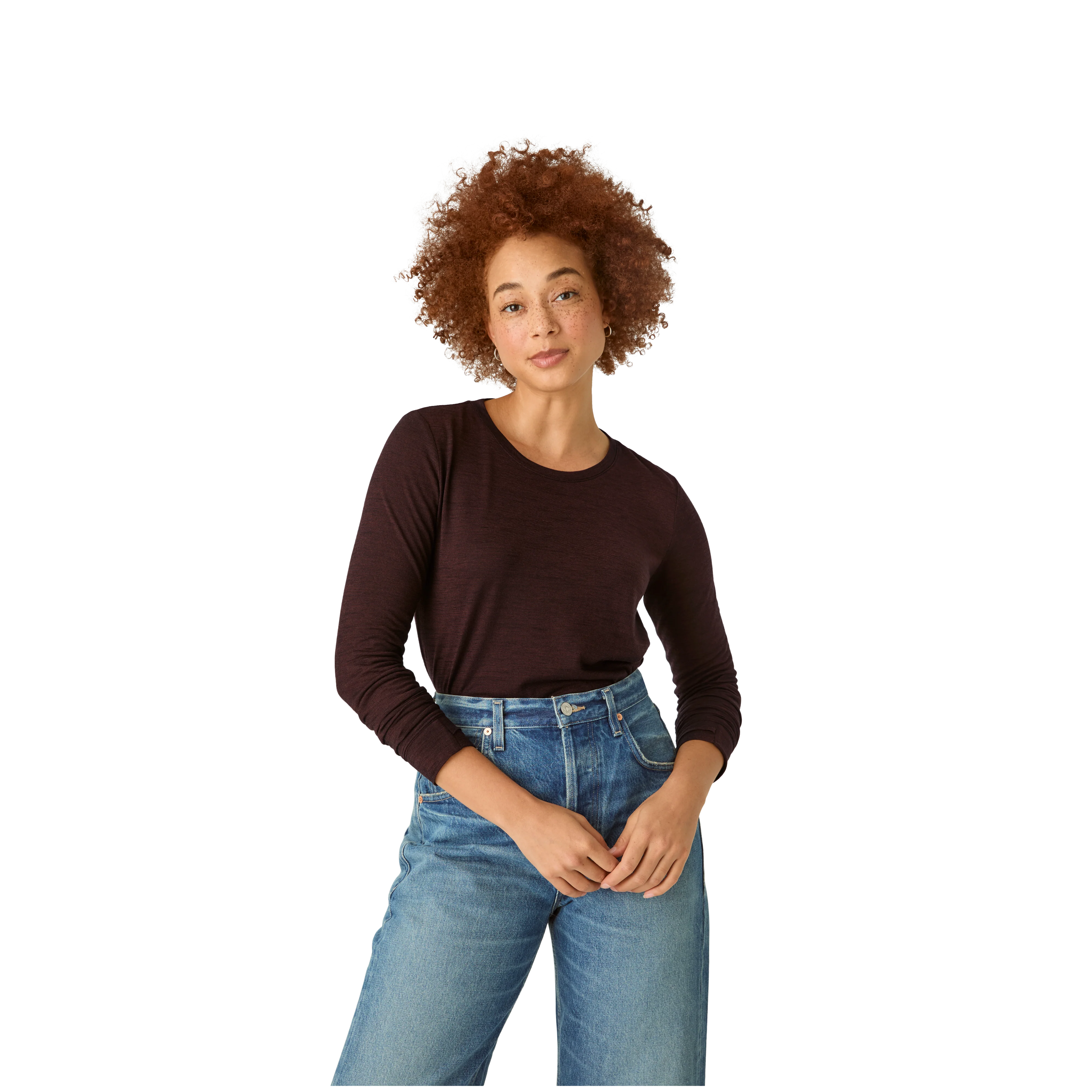 Women's Merino Wool Blend Crew Neck Long Sleeve T-Shirt 3-Pack - Image 9