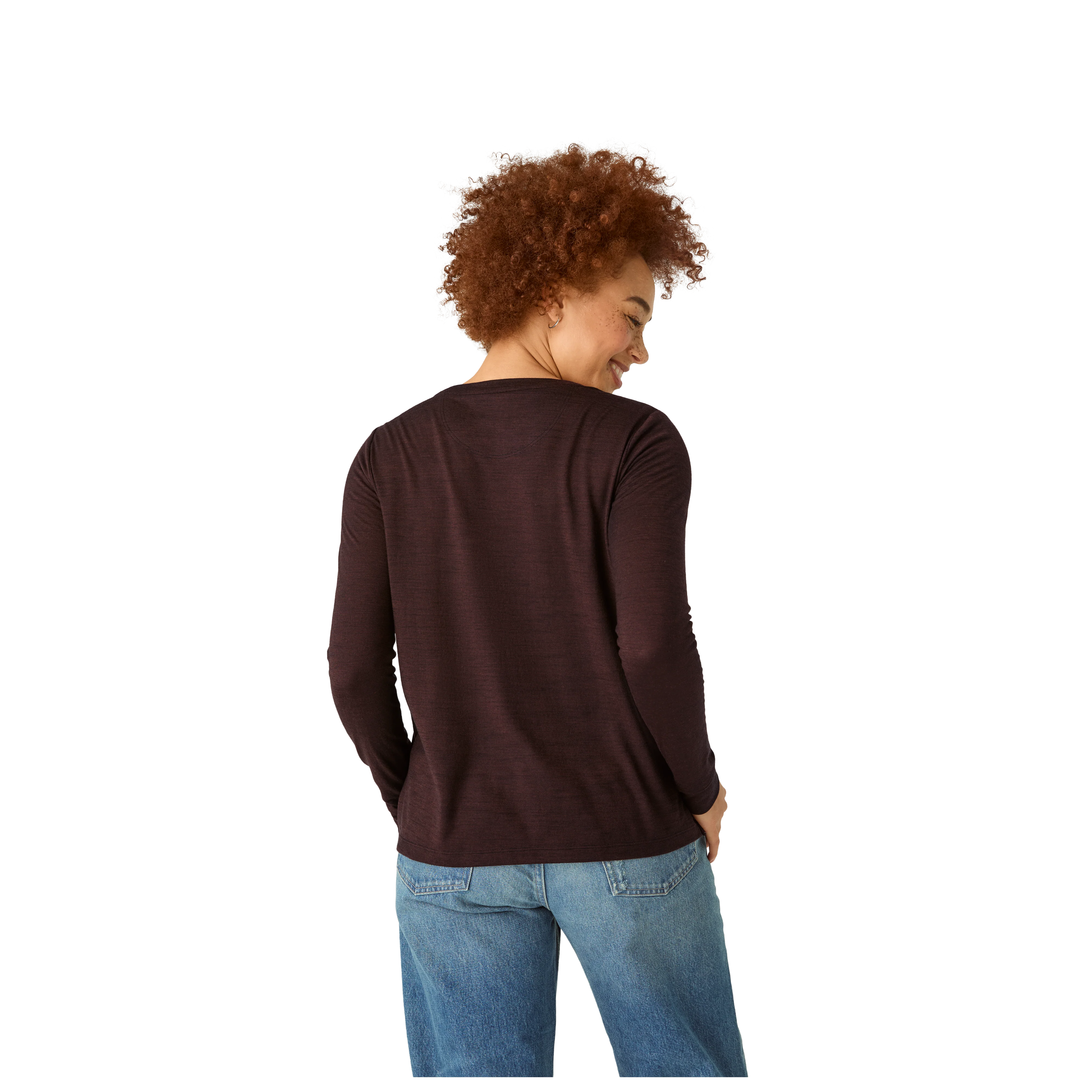 Women's Merino Wool Blend Crew Neck Long Sleeve T-Shirt - Image 3