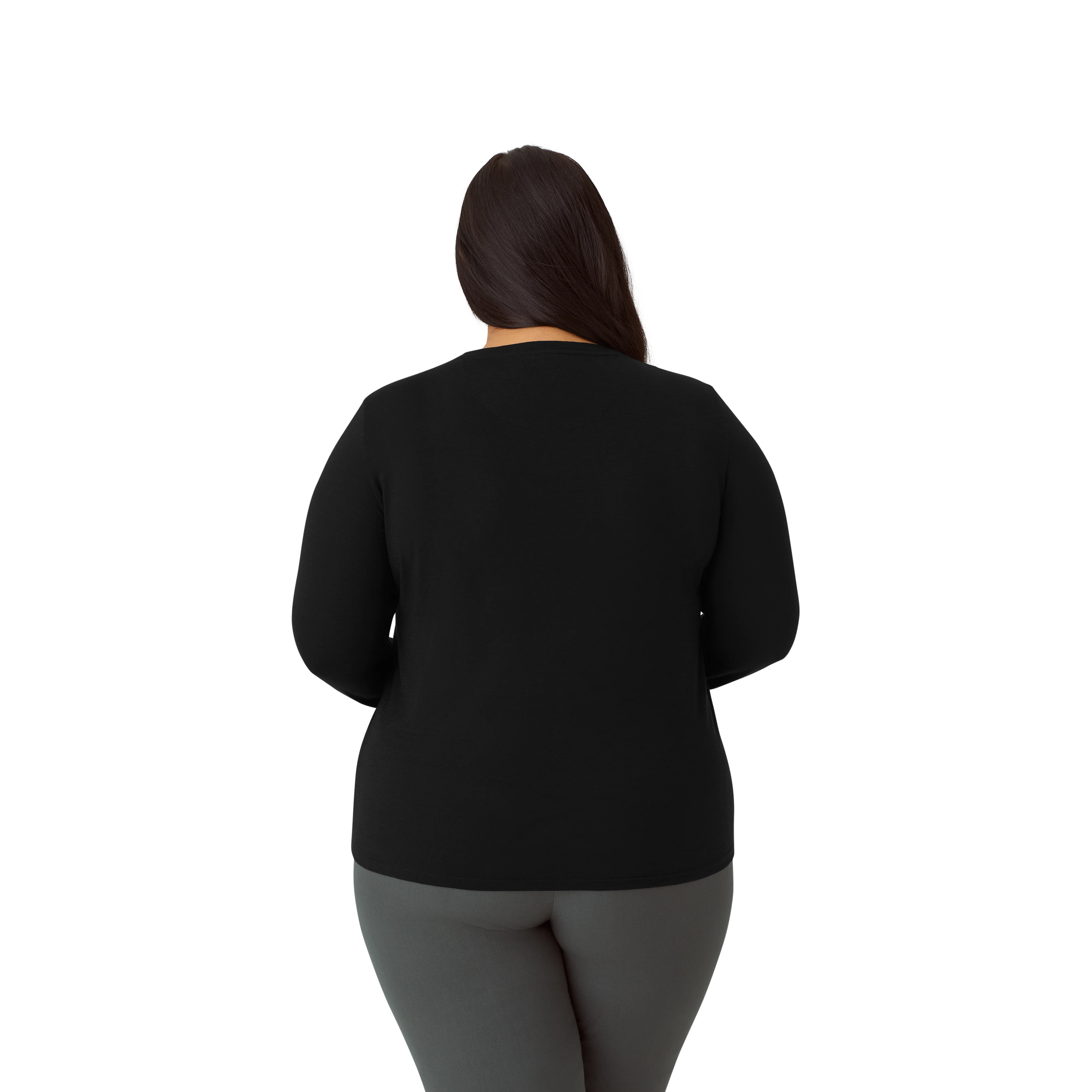 Women's Merino Wool Blend Crew Neck Long Sleeve T-Shirt - Image 35