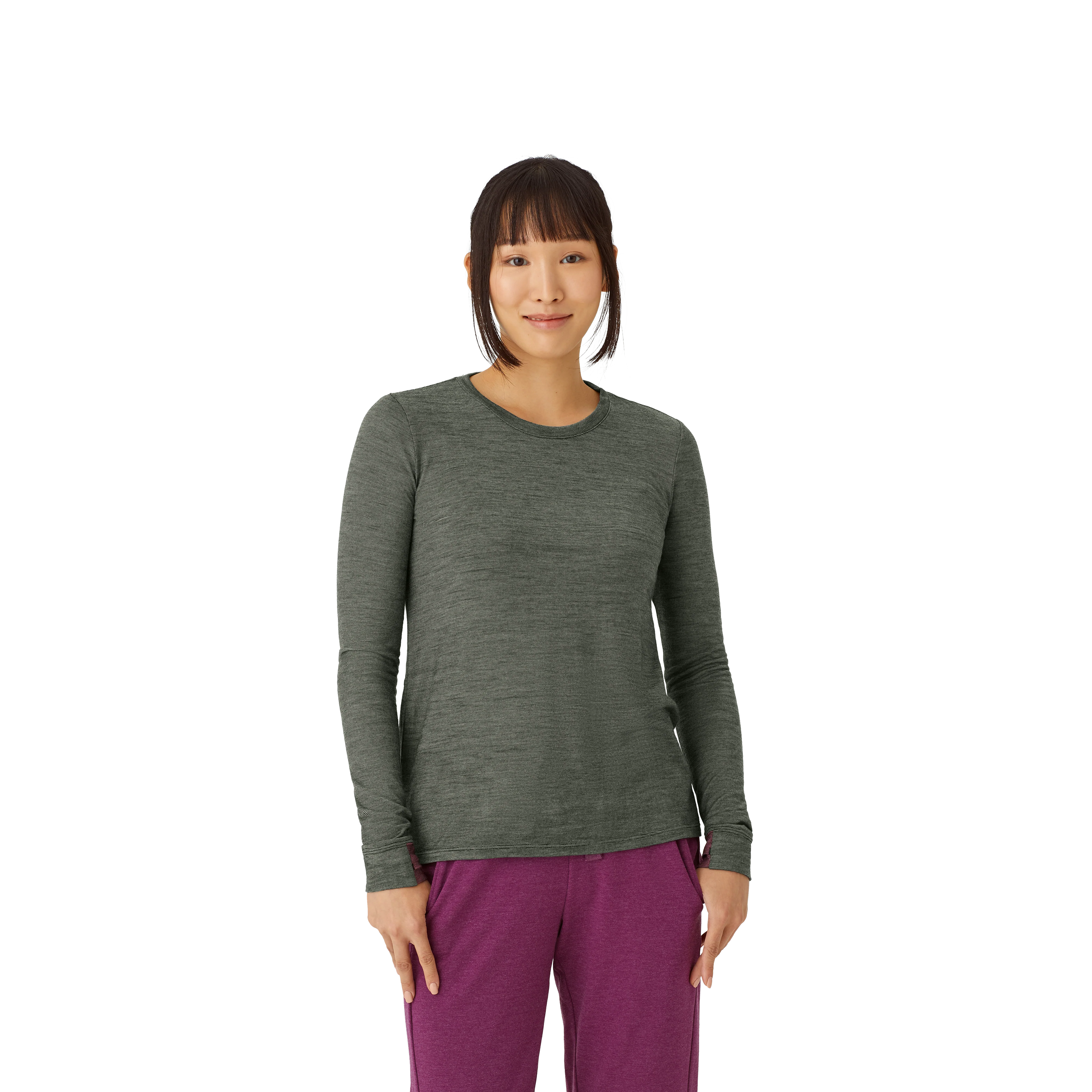 Women's Merino Wool Blend Crew Neck Long Sleeve T-Shirt - Image 37
