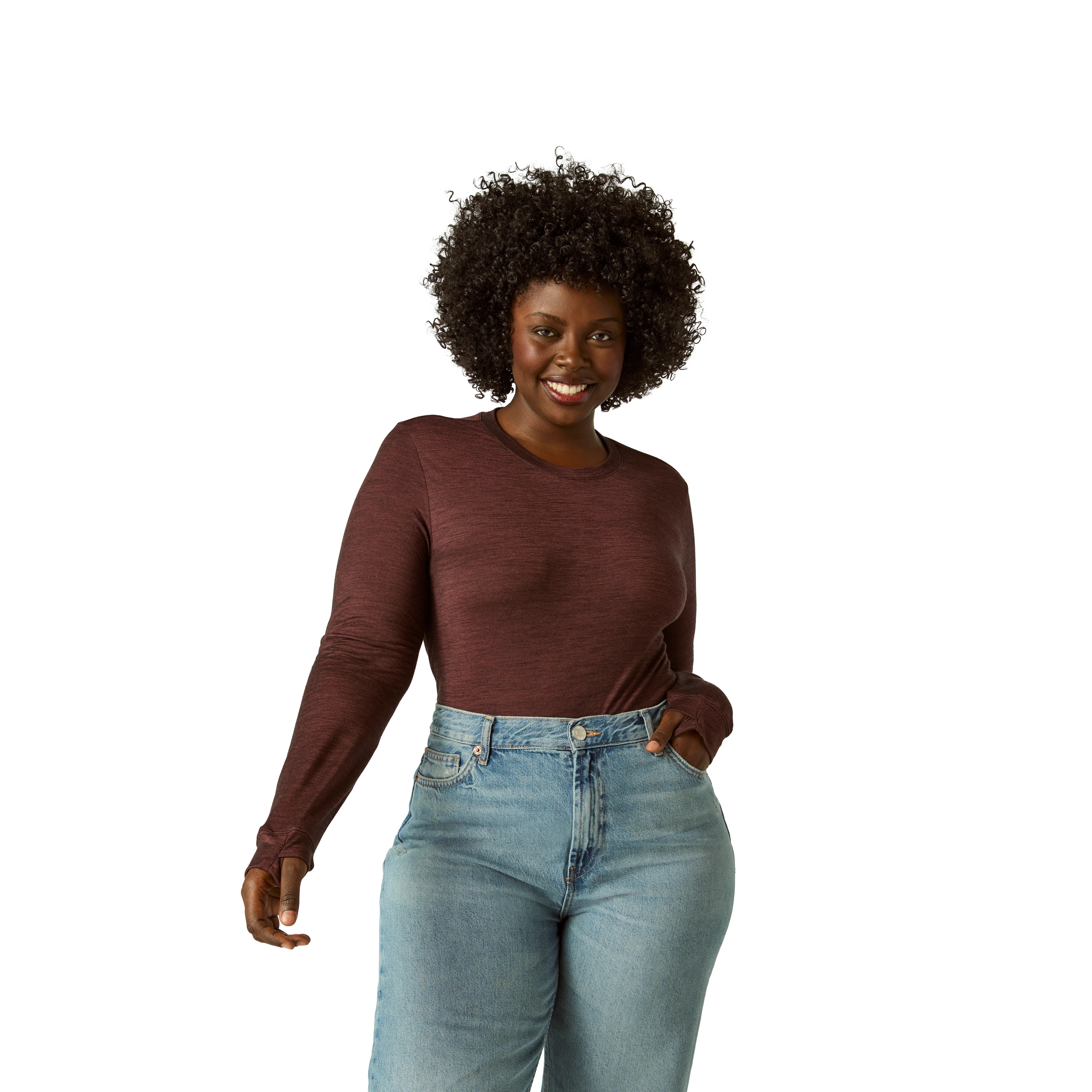 Women's Merino Wool Blend Crew Neck Long Sleeve T-Shirt - Image 6