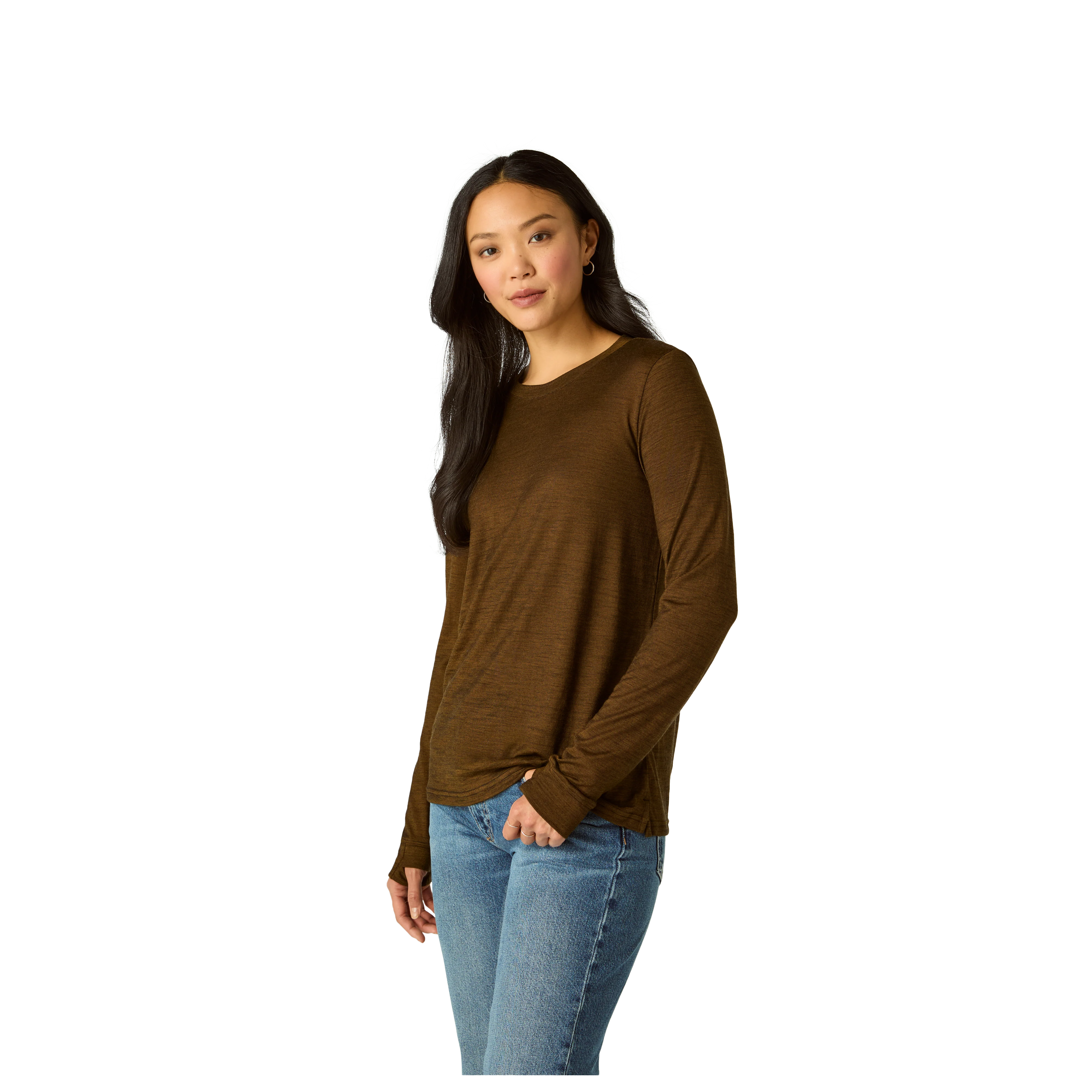 Women's Merino Wool Blend Crew Neck Long Sleeve T-Shirt - Image 9
